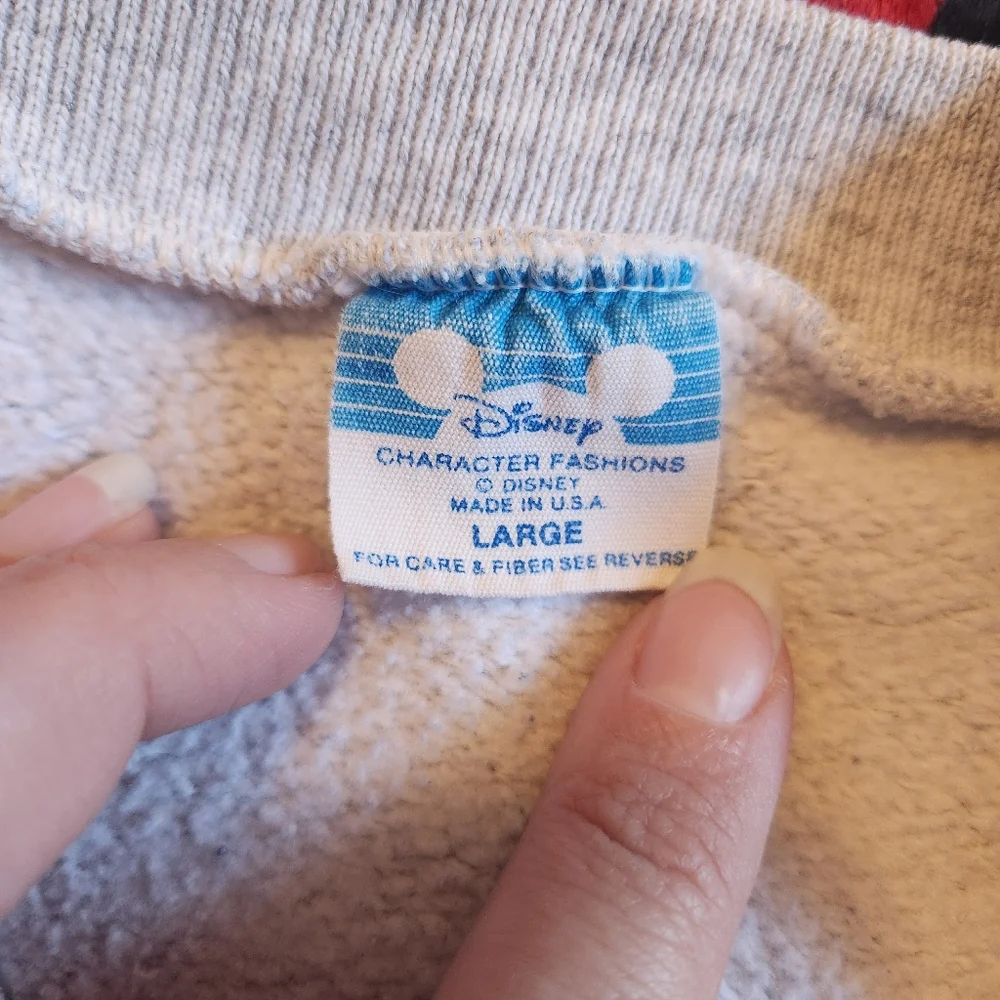 Rare Vintage 1980s Donald Duck Crewneck Sweatshirt Gray Size L Made in USA - Picture 6 of 7